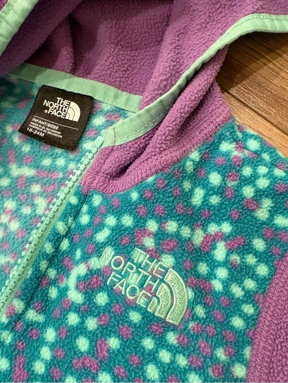 The North Face Purple Teal Dot Fleece Hoodie